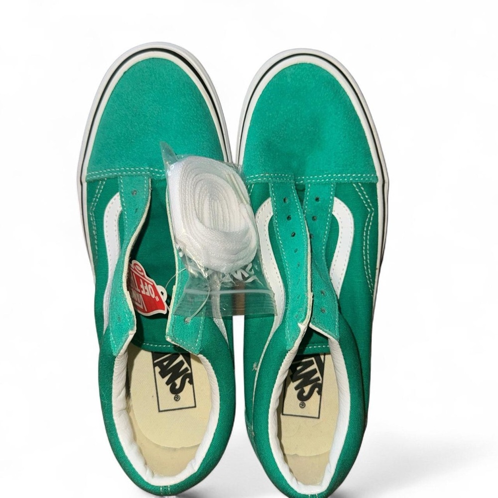 Vans Teal and White Old Skool Skate Sneakers